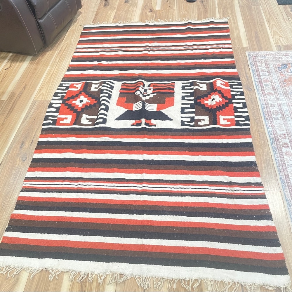 Vintage Aztec Blanket/Rug. 7ftx4ft. Good Condition